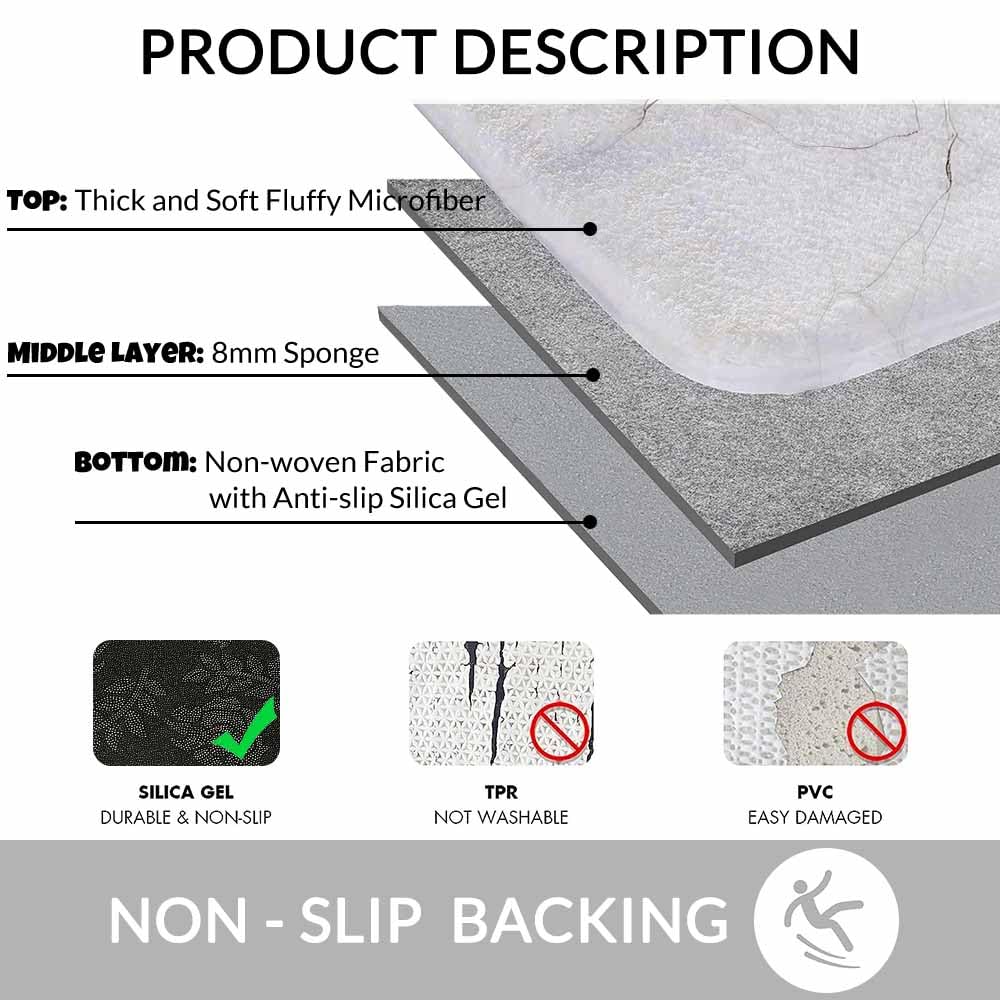 Lungtao Marble Bath Mat for Bathroom Abstract White Gray Marble Texture Bath Rugs Door Mat Non Slip Rubber Backed Bathroom Floor Mat for Bathtub Sink Shower 20"X32"
