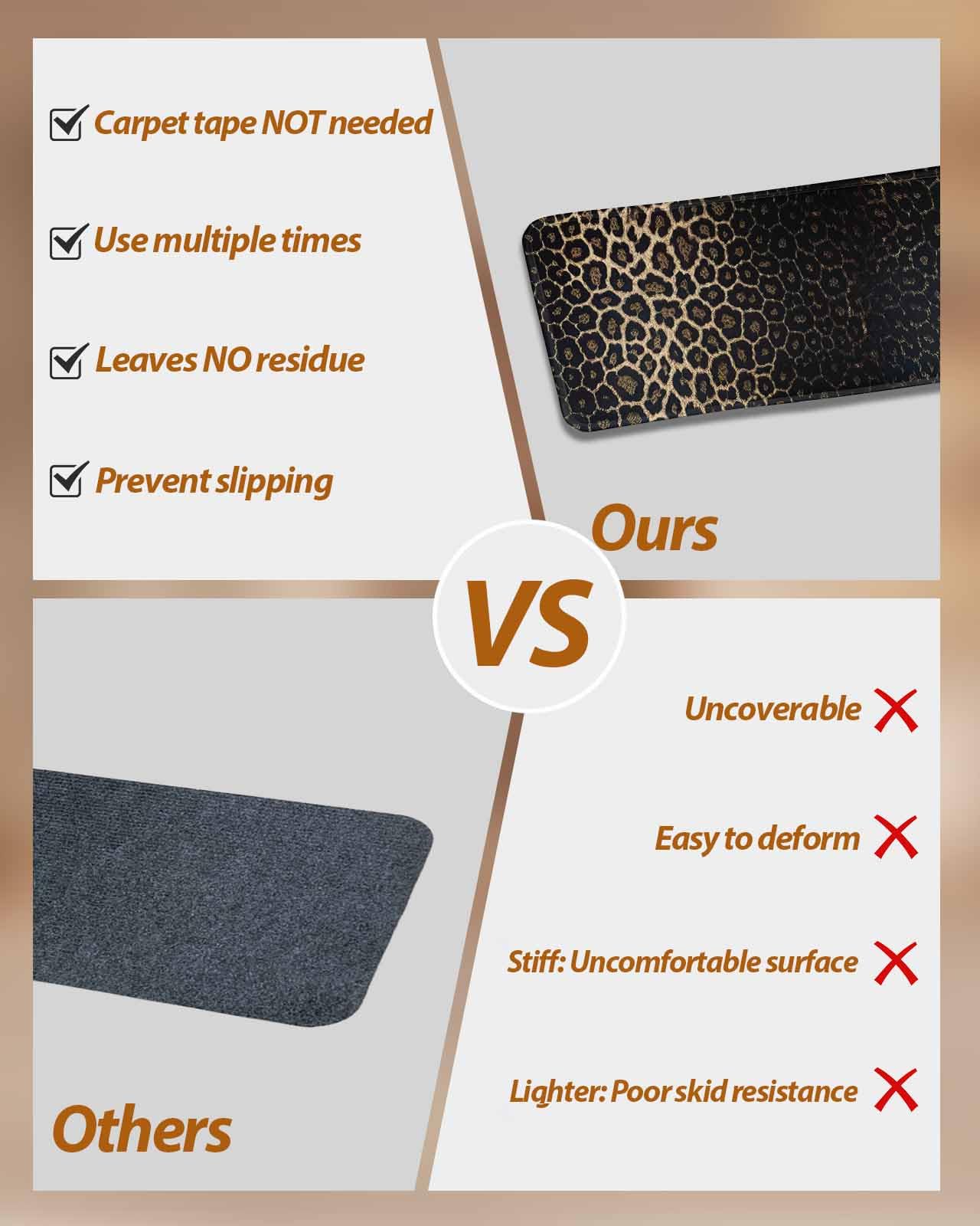 Leopard Print Stair Treads for Wooden Steps Indoor Runner Rug Carpet, Chic Abstract Black Brown Animals Texture 15 Pieces Peel and Stick Staircase Step Treads Covers Washable Throw Door Mats 30"x8"