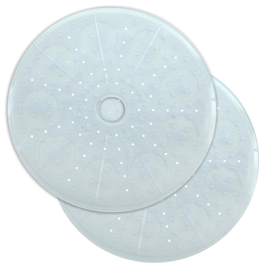SlipX Solutions Power Grip Round Vinyl Standard Shower Stall Mat, 23” Round, Non-Slip for Elderly & Kids Bathroom, Essential Coverage, Drainage, 160 Suction Cups, Retro Style (2, Clear)