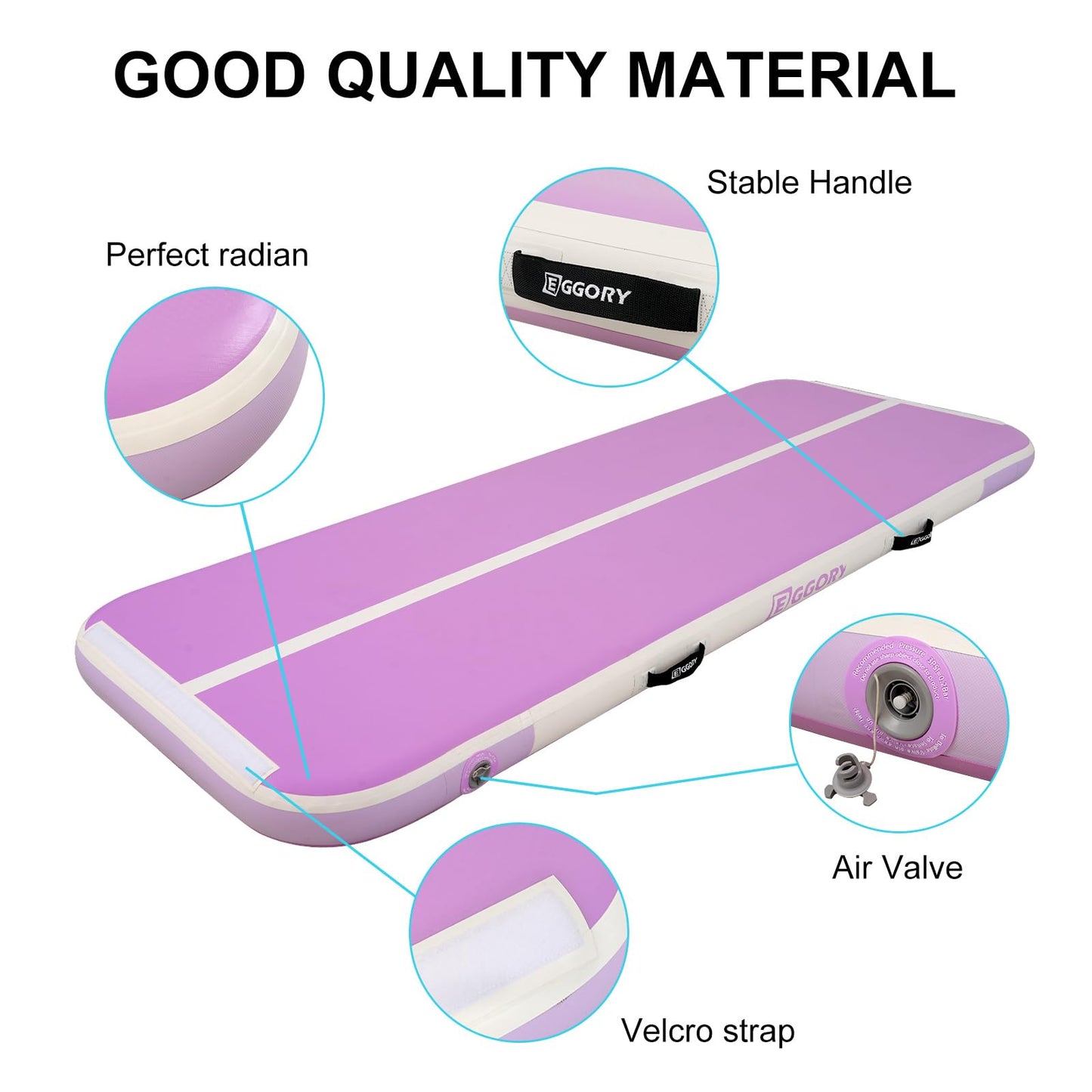 Tumble Track, Inflatable Tumbling Mat,Tumble Track Mats for Gymnastics, and Tumble Track with 8 Inches Thickness for Home, Training, Cheerleading, Yoga, Water with Pump (Purple, 10ft×3.3ft×4inch(3x1x0.1m))