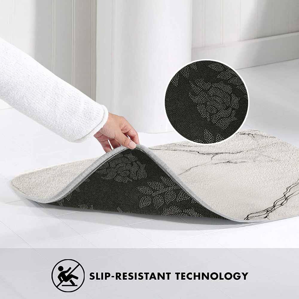 Lungtao Marble Bath Mat for Bathroom Abstract White Gray Marble Texture Bath Rugs Door Mat Non Slip Rubber Backed Bathroom Floor Mat for Bathtub Sink Shower 20"X32"