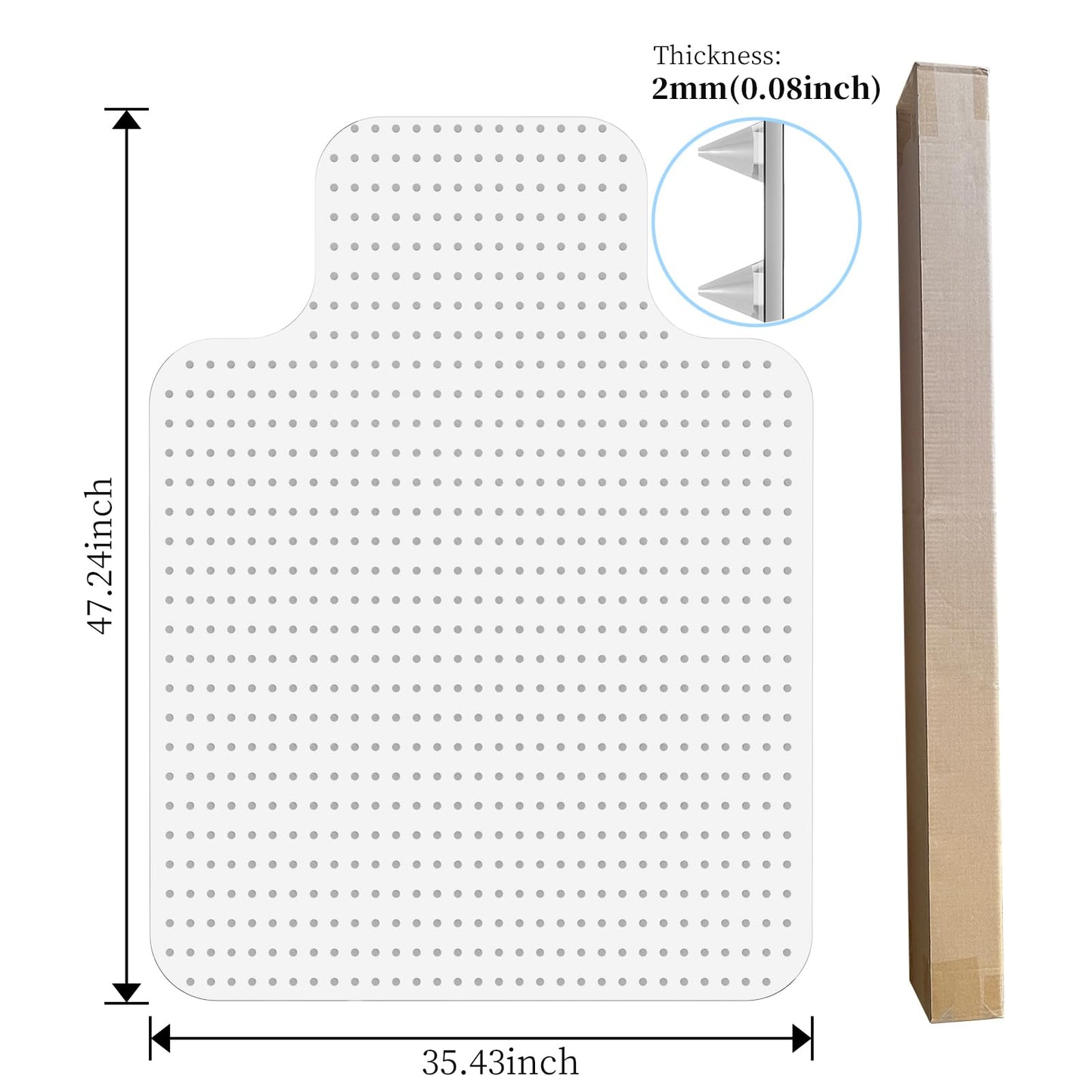 Tonaus Office Chair Mat for Carpet, 48"×36" Desk Chair Mat T-Shape Carpet Protector Mat for Office Chair, Transparent 2.2mm Thick T-Shape Floor Protection with Non-Slip Studded