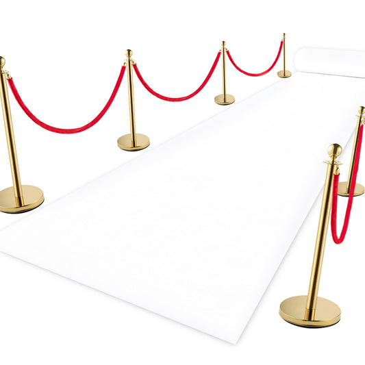 VOK White Aisle Runner Carpet Rugs for Wedding Accessories, Premium 160 GSM Felt Non-Woven Fabric Runway Rug for Step, Ceremony Parties and Events Indoor or Outdoor Decoration (White, 3X15 ft)