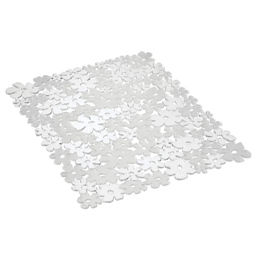 iDesign Blumz Floral BPA-Free Flexible PVC Plastic Large Sink Protector Mat - 16" x 12.5", Clear