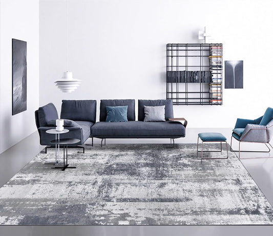 OMERAI Washable Rug 8'x10' Abstract Machine Washable Area Rugs for Living Room Ultra-Thin Non Slip Stain Resistant Modern Large Carpet for Bedroom Dining Room Office (Grey)