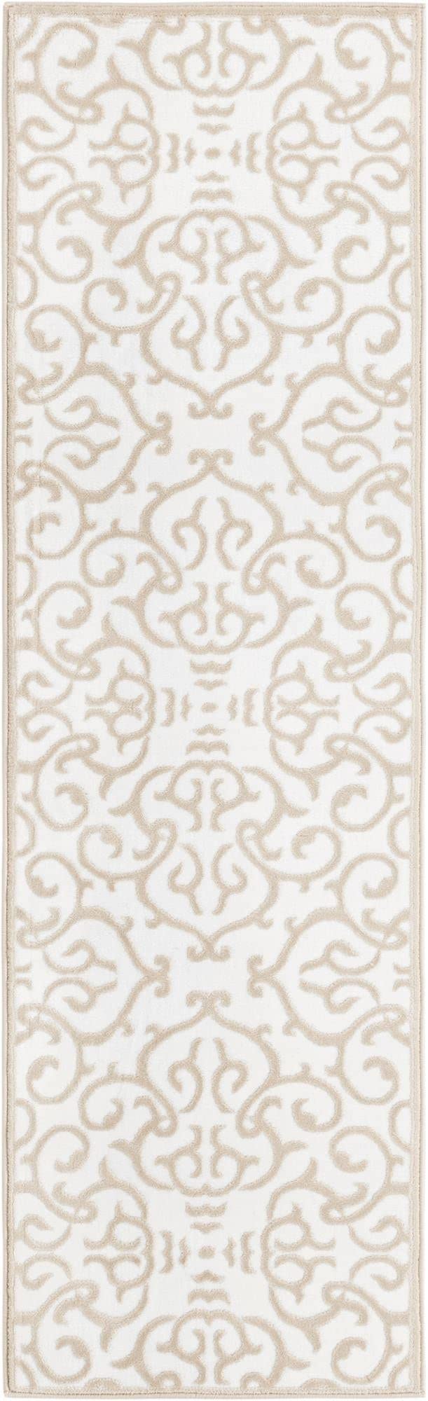 Unique Loom Rushmore Collection Area Rug - Johnson (2' x 7' 3" Runner, Snow White/ Beige)