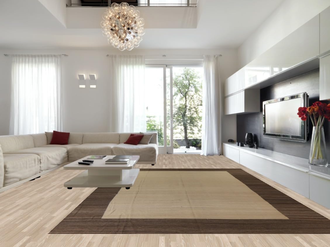 Rug Source Southwestern Collection Large Rugs (Palace Sized) Kilim Area Rug, Hand Woven Beige & Ivories Contemporary Rug, Oriental 100% Wool Carpet for Bedroom, Living Room, Dining Room