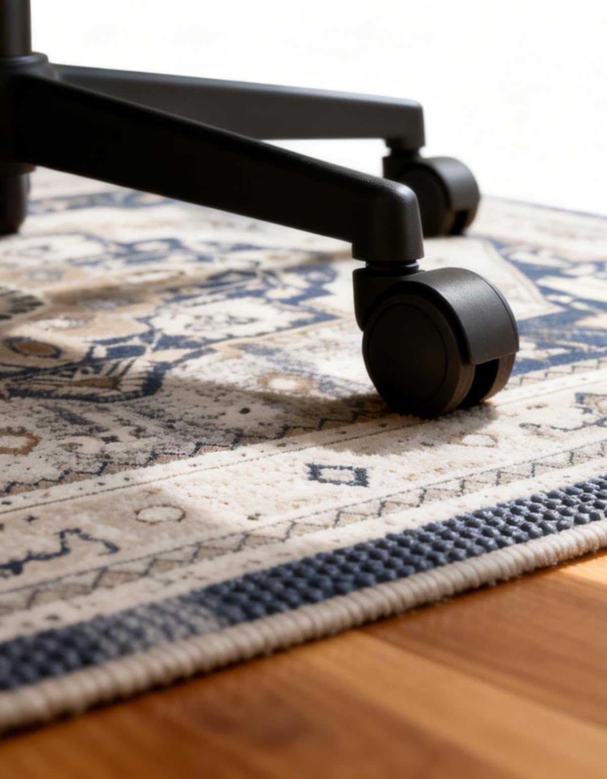 Office Chair Mat for Hard Floor - 48'' x 60'' Chair Mat for Hardwood and Tile Floors, Non-Slip Hard Floor Protection Mats for Rolling Chair Under Desk, Machine Wash (Beige & Blue)