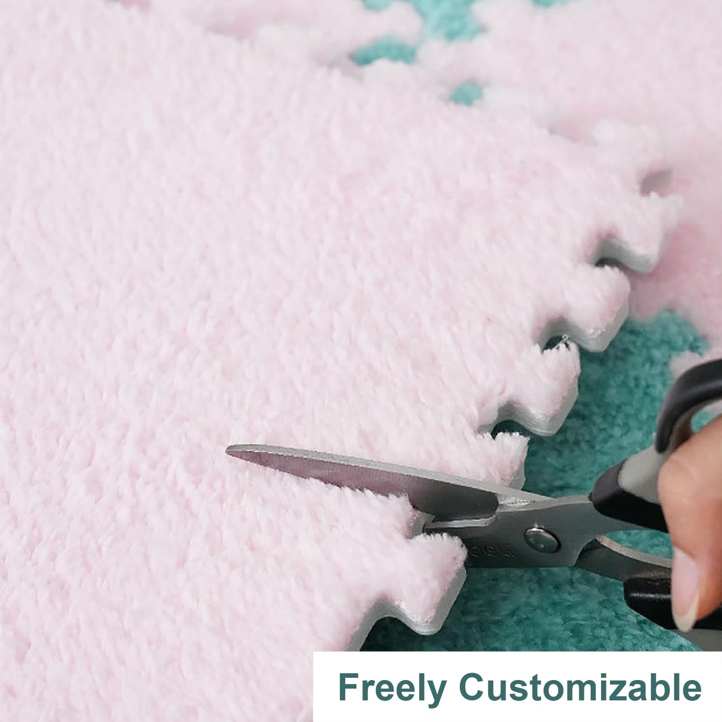 10pcs Plush Puzzle Foam Floor Mat,Soft Fluffy Interlocking Square Foam Tiles Area Rugs Carpet for Parlor Bedroom Decor