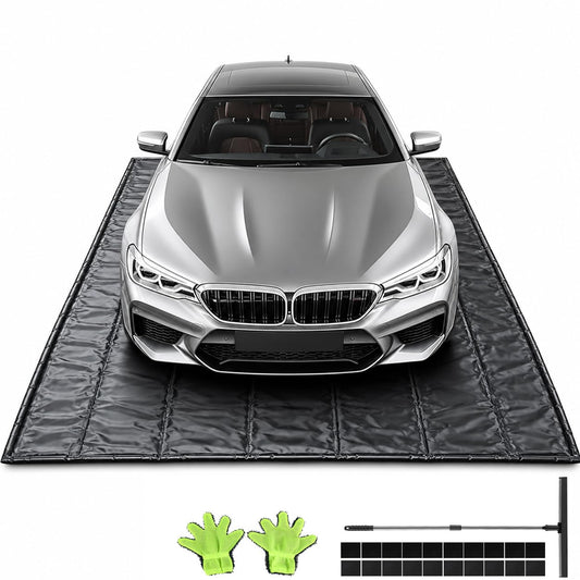 Bamgoten (8'6"× 20'）Garage Mats for Floor,1.2-Inch PVC Raised Edges for Cars SUVs Trucks for Residential Garages, Parking Lots, Warehouses and Repair Shops, Includes Gloves, Scraper, and Velcro Straps