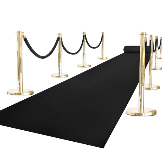 Black Carpet Runner for Party, Premium 160 GSM Felt Non-Woven Fabric Runway Rug for Party Wedding & Special Events,Rolled Package Without Creases (Black, 3X15 ft)