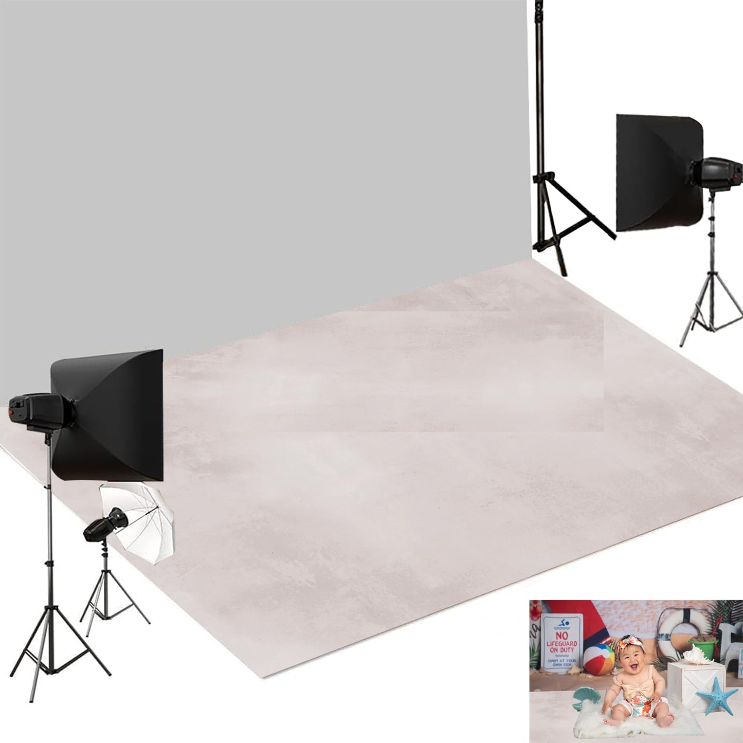 Kate 5x4ft Light Beige Abstract Rubber Floor Mat, Non-Slip Non-Reflective Floor Drop for Newborn Baby Portrait Photography, Washable & Reusable Studio Backdrop Floor Mat