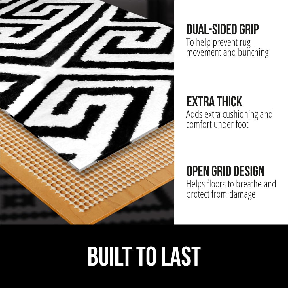 GORILLA GRIP® Strong Rug Pad Gripper, 8x10 FT, US Designed, Grips Help Keep Area Rugs Safe and in Place, Slip and Skid Resistant Pads for Hard Floors, Under Carpet Mat Cushion and Hardwood Protection