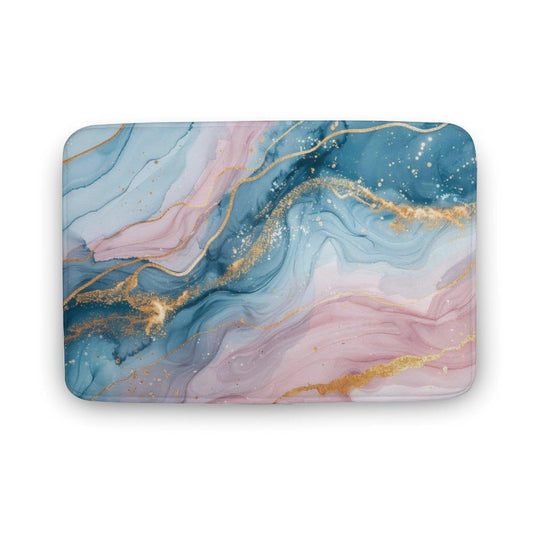 Marble Bathroom Rugs Mat 15.7" x23.6, Modern Luxury Foil Texture Pink Blue Gold Marble Extra Soft Microfiber Bath Rugs, Non-Slip Bath Carpet, Absorbent Bath Mat for Bathroom Floor, Tub and Shower