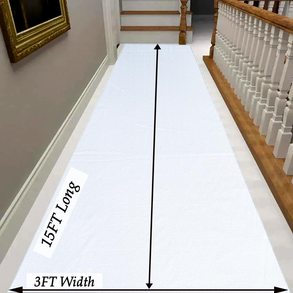 CHHEART White Aisle Runner for Wedding Ceremony 3FTx15FT Aisle Runner Carpet Rugs White Sequin Aisle Runner for Party Outdoor Wedding Aisle Runner