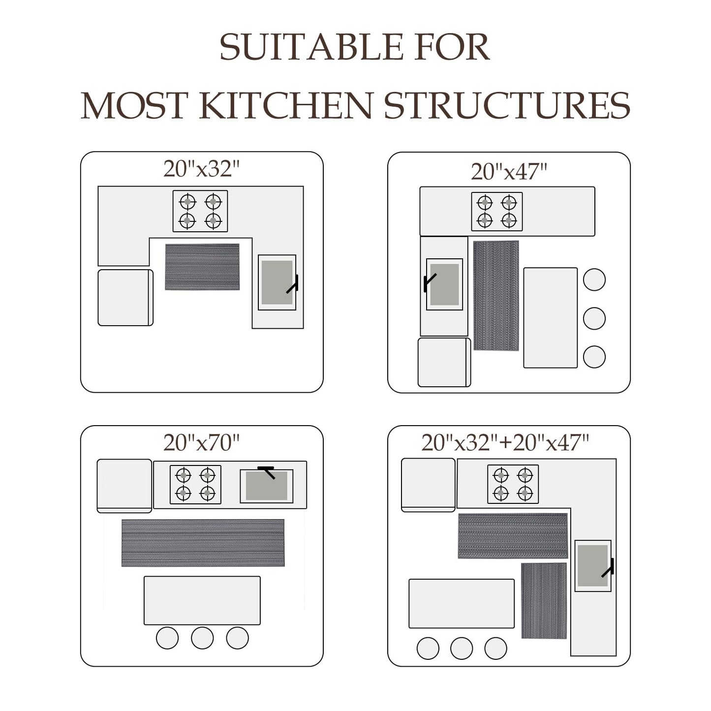 Thin Kitchen Rugs Non Slip Washable,Low Profile Kitchen Mats for Floor In Front of Sink,Dishwasher, Refrigerator, Tile & Hardwood Floors,Absorbent Easy Care Thin Runner Kitchen Floor Mat,17"*47",Grey