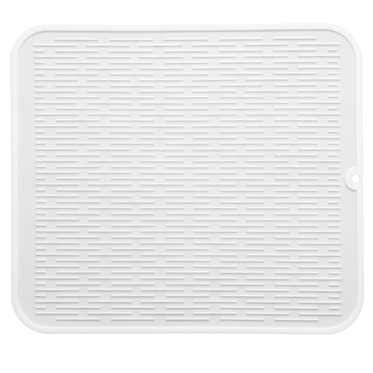 MicoYang Silicone Dish Drying Mat for Multiple Usage,Easy clean,Eco-friendly,Heat-resistant Silicone Mat for Kitchen Counter or Sink,Refrigerator or Drawer Liner White XL 18 inches x 16 inches