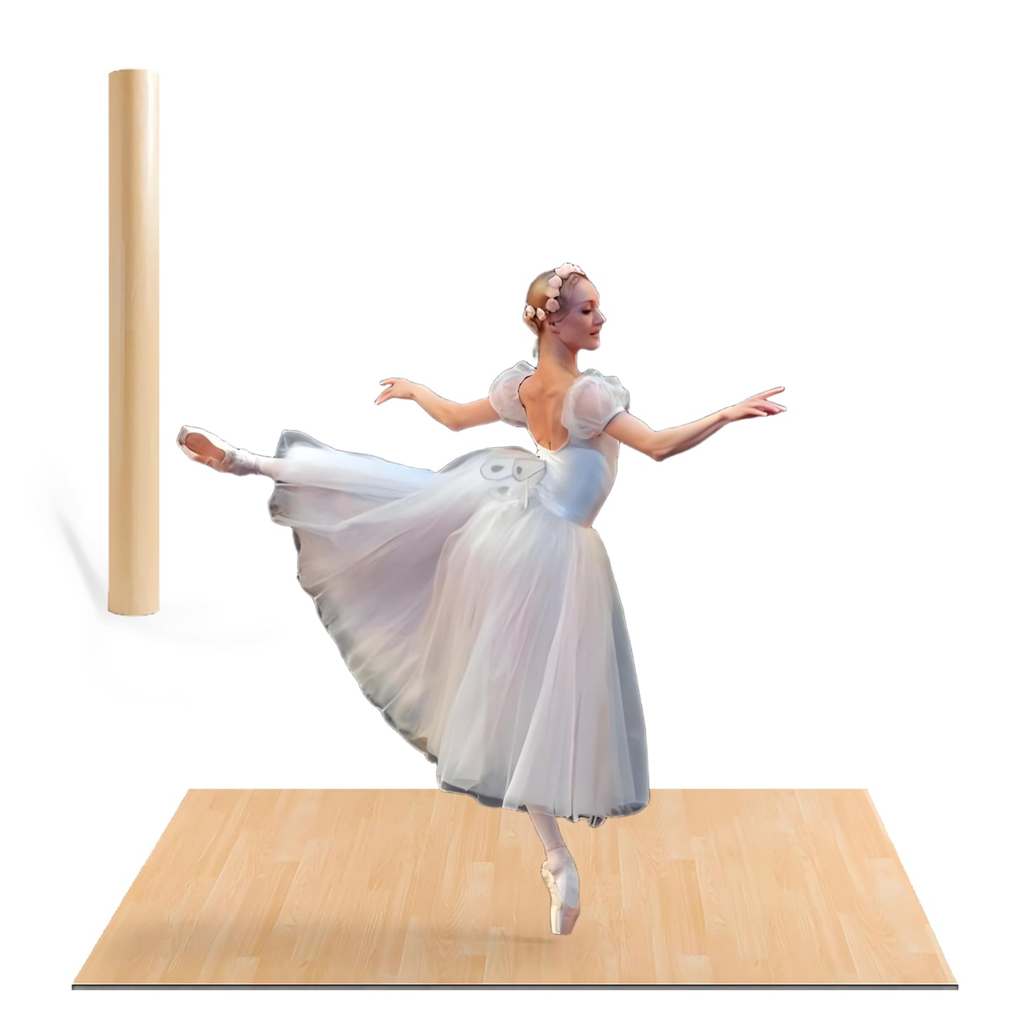 Portable Gsmmatwin Dance Floor Mat, Wood-Patterned, 3.3 x 5.9ft Durable Non-Slip PVC, 5mm Exercise Flooring, Suitable for Kids, Teens & Adults, Great for Home, Studio, or Practice