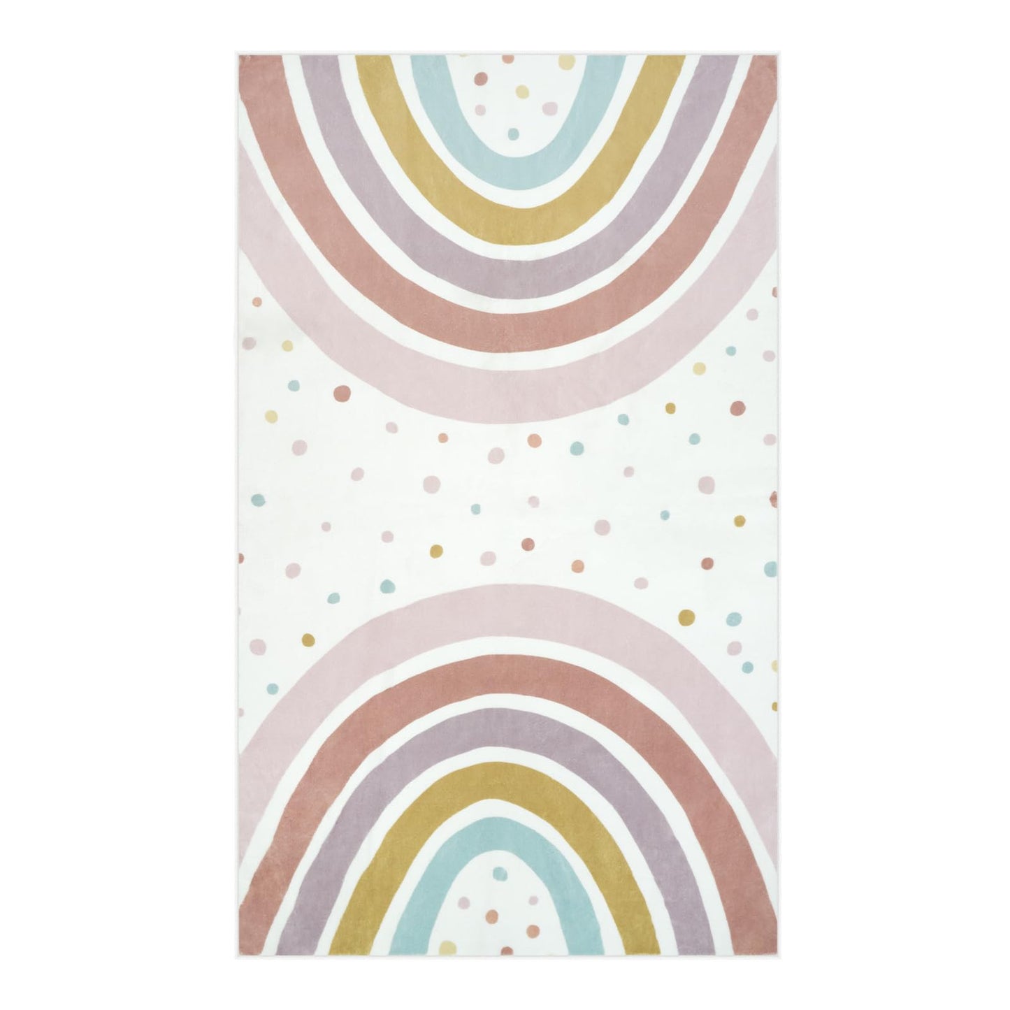 STARUIA Washable Rainbow Rug for Girls Bedroom, 3x5 Boho Classroom Rug Small Polka Dot Area Rugs for Kids Room, Soft Kids Carpet Non-Slip Nursery Rugs for Playroom Tent Baby Dorm