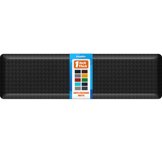 StepRite 1” Thick Kitchen Mats for Floor, Anti Fatigue Kitchen Rugs, Non-Slip,Heavy Duty Water Resistant Kitchen Rug, Standing Desk Mat for Friends, Family, Home, Kitchen, Office (72" x 20", Black)