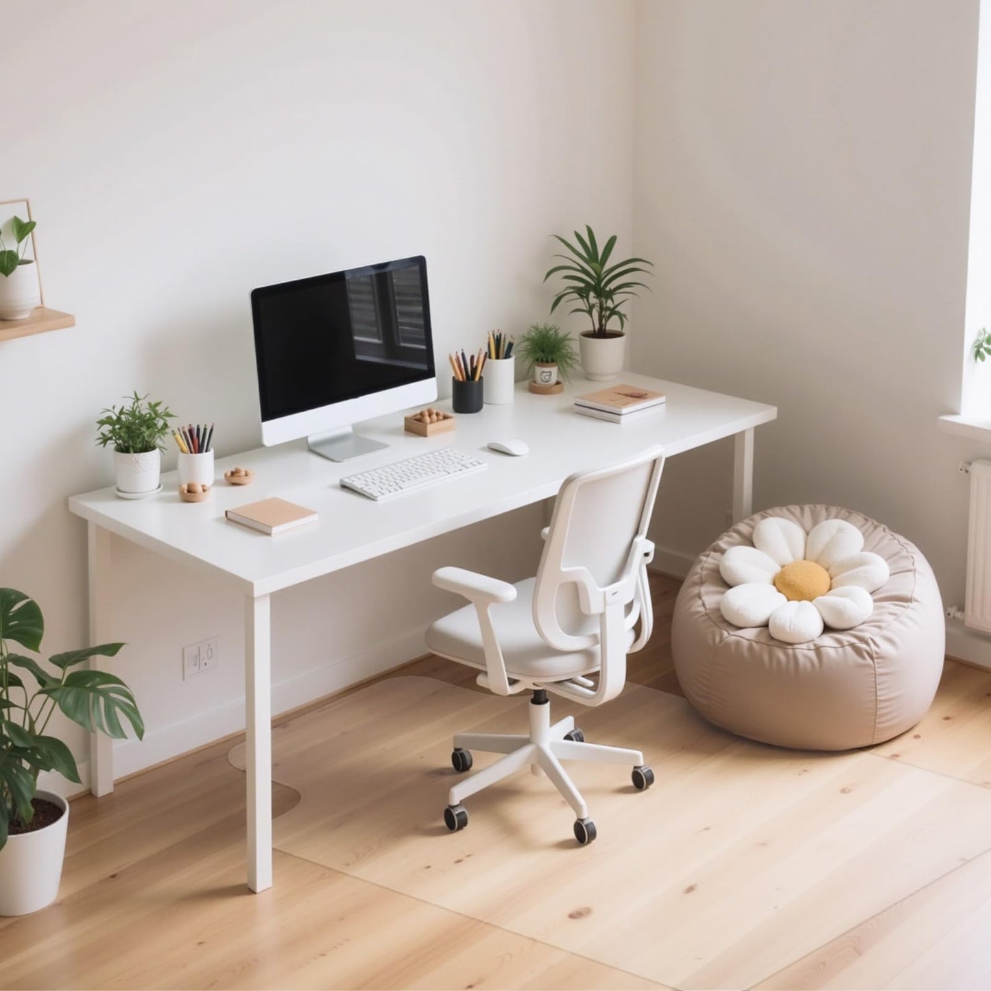 Delamu Chair Mat for Hardwood Floor, 45"×53" Large Office Desk Mat for Rolling Chairs, Computer Gaming Desk Mat, Floor Protector for Home Office, Transparent, Not for Carpet