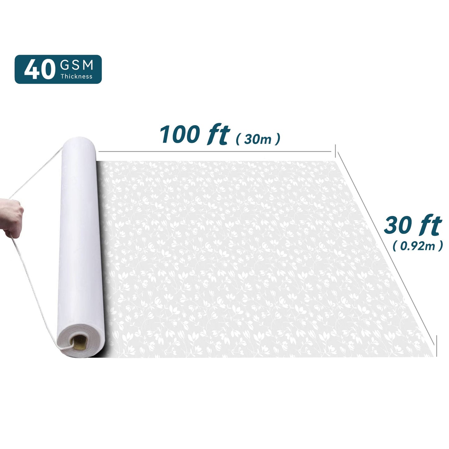 EZLucky Extra Long Wedding Aisle Runner 3x100 ft, White Non-Slip Runner with Double-Sided Tape & Pull Cord, Indoor Outdoor Aisle Runner for Wedding Ceremony, Cuttable Scroll Pattern