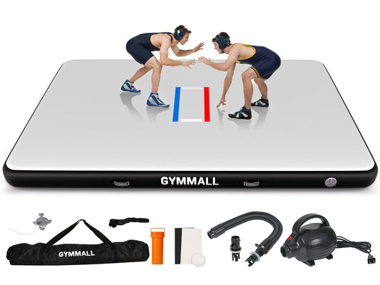 GYMMALL Wrestling Mat Inflatable 10'x6.6', Foldable 4" Thick for Home Outdoor Indoor, Waterproof PVC Mat for Jiu Jitsu, Gymnastics, Water Yoga, PE Training, BJJ, MMA, Martial Art, Grappling, Judo, Boxing