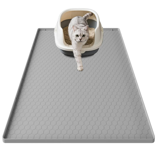 Pawinner Cat Litter Mat, 34" X 22" Large Silicone Mat Kitty Litter Trapping Mat, Waterproof Silicone Pad, Soft on Kitty Paws, Urine-Proof, Easy to Clean, Non-Slip Floor Protector for Floor