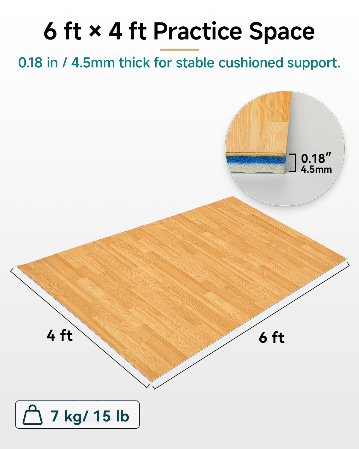 Rocalt Marley Dance Floor 6 ft x 4 ft, Portable PVC Dance Mat