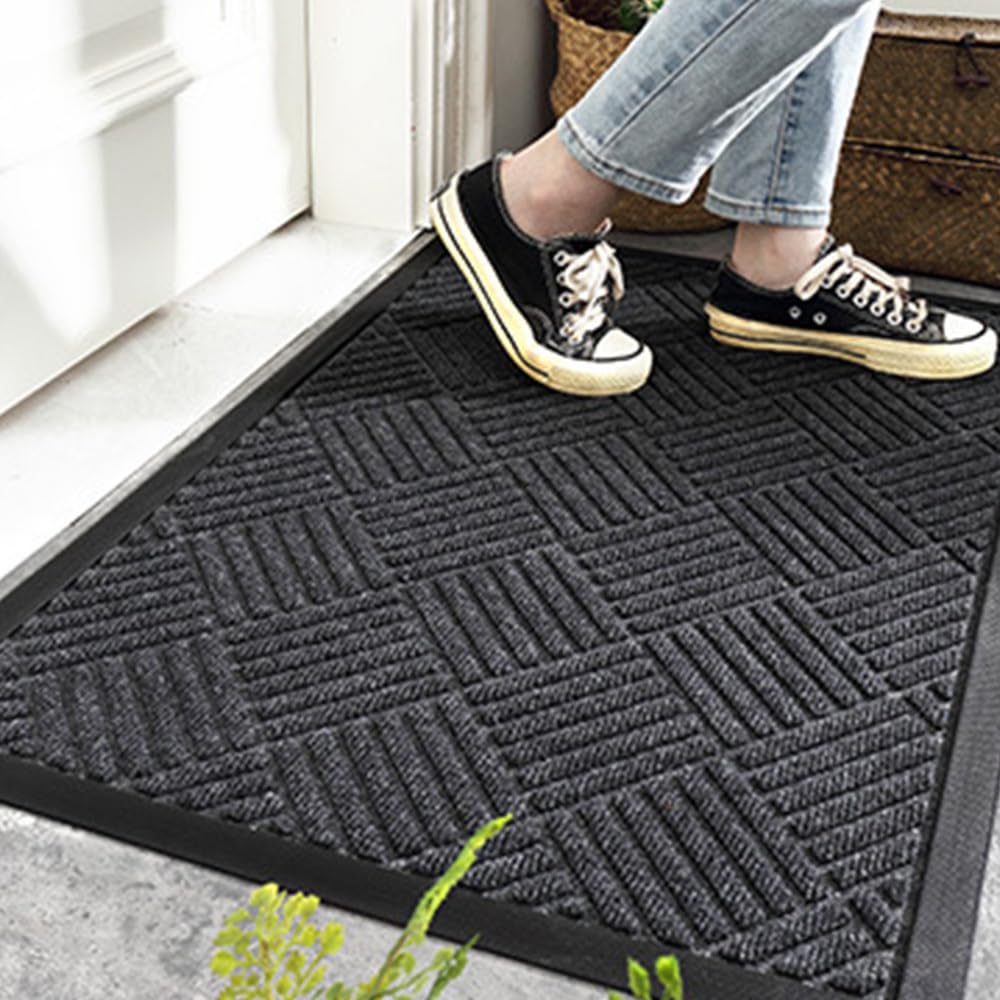 MATZEN Diamond Entrance Mats Indoor Outdoor, Front Door Mat Entryway Entrance Waterproof Outdoor Doormat, Heavy Duty Non Slip Durable Weatherproof Porch Deck Terrace Office Entrance Mat, 4x2, Blue