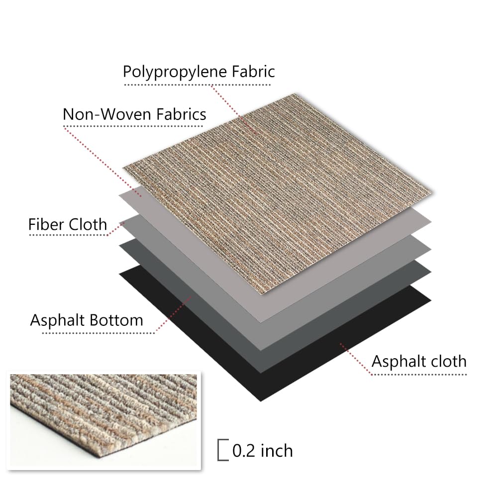 ALTRUISTIC Heavy Duty Bedroom Carpet Tiles, 24" x 24", Non-Slip Soft Commercial Square Floor Tile, 18 Pieces/72 sq ft, FlexLok Tabs Included, for Office Living Room Kitchen Basement Gym