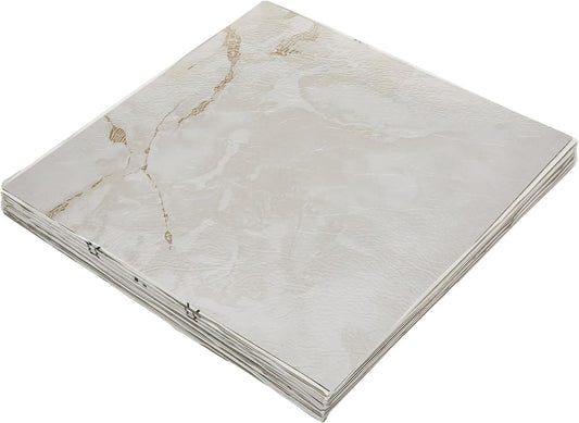 Nexus Self Adhesive 12-Inch Vinyl Floor Tiles, 20 Tiles - 12" x 12", Classic White w/Grey Veins Pattern - Peel & Stick, DIY Flooring for Kitchen, Dining Room, Bedrooms & Bathrooms by Achim Home Decor