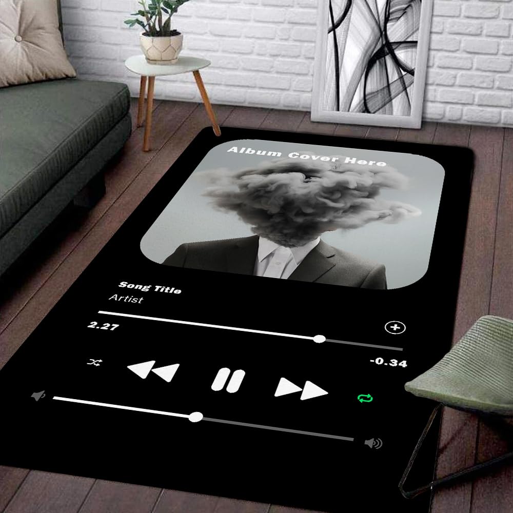 Personalized Album Cover Rug, Area Rug for Bedroom Living Room with Your Favorite Album or Song, Non-Slip Floor Mat Carpet Home Decor Rugs, Nice Gift for Music Lovers (Custom Album Cover Rug)