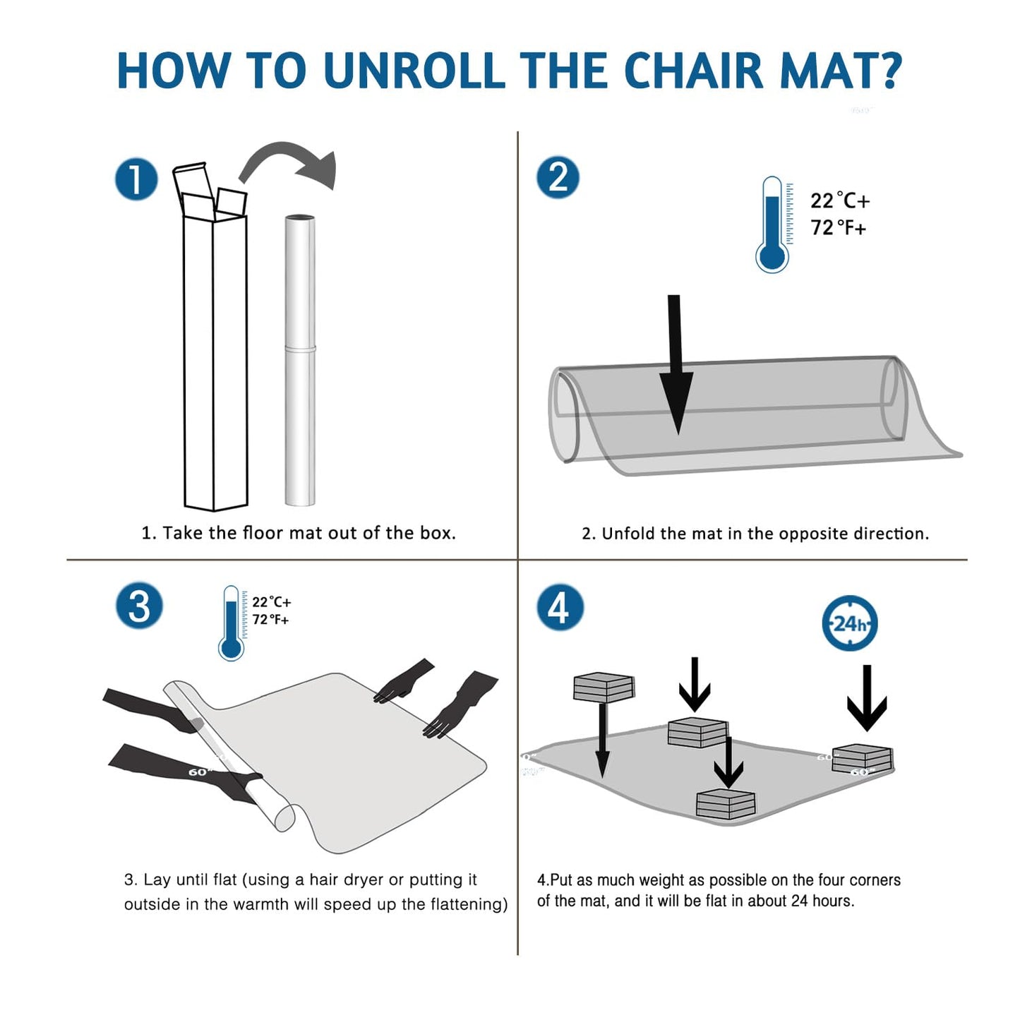 Futurwit Large Chair Mat for Hardwood Floor, 46” x 60” Office Chair Mats, Clear Floor Protector Mat, Easy Rolling Chair Mats for Home Office, Easy to Clean (Rectangle)