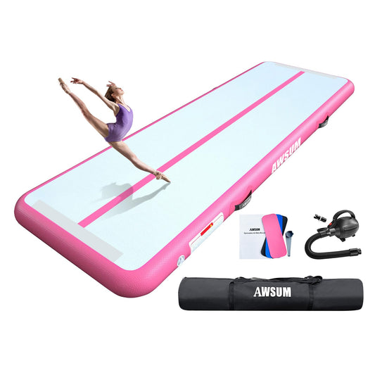 AWSUM 20ft x 5ft x 4inches Air Gymnastics Mat Inflatable Tumble Track Tumbling mat with Electric Pump for Home/Gym