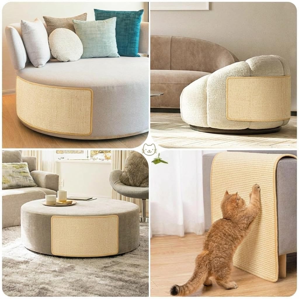 Cat Scratcher Mat, Sisal, Jute Border, Sofa & Floor Protector, 23.6x15.7in
