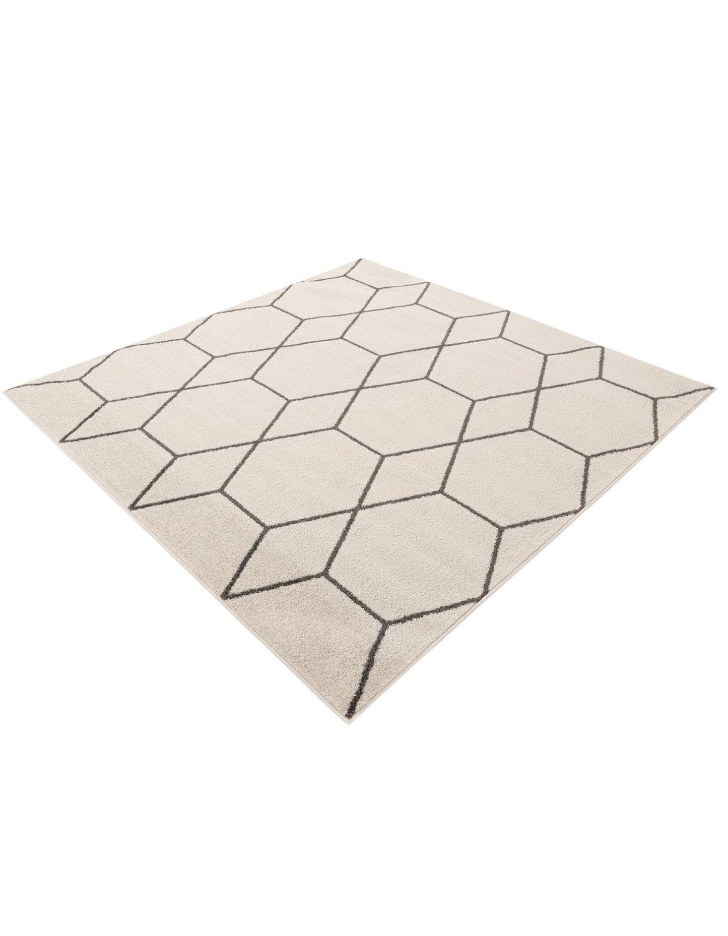 Rugs.com - Lattice Frieze Rug – 6 Ft Square Ivory Easy-Clean Rug – Modern Trellis Design for Living Rooms, Bedrooms, and Home Offices