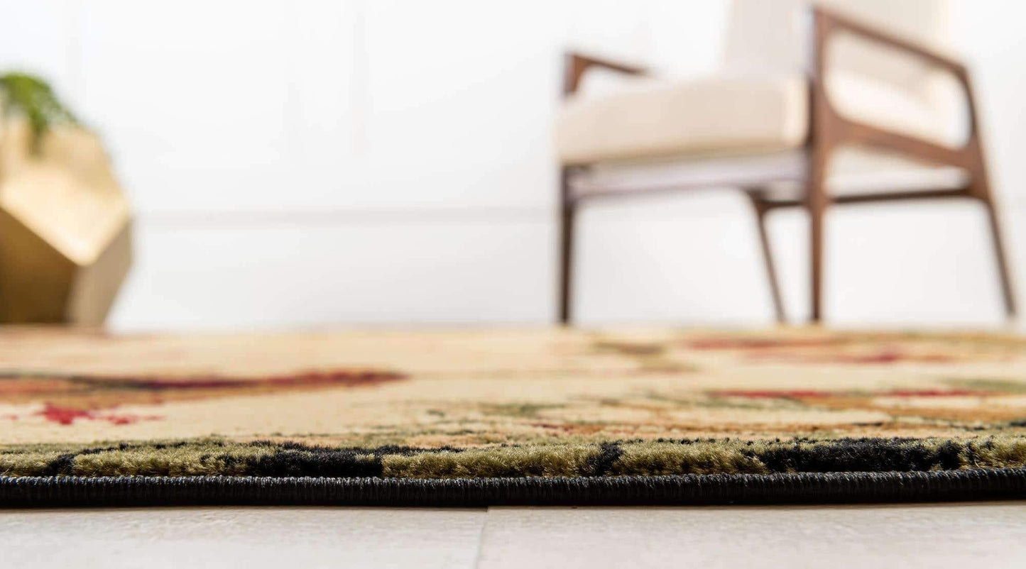 Unique Loom Barnyard Collection Area Rug - Farm (5' 3" Round, Cream/ Black)