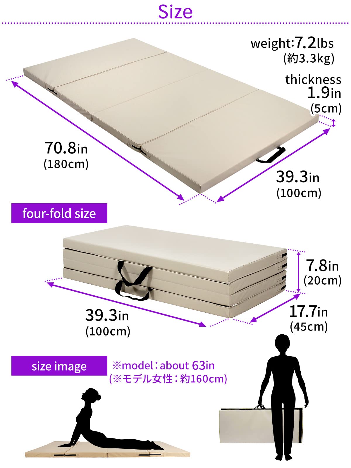 KaRaDaStyle Gymnastics Mat Folding Stretch Mats 71"x39"x2" Exercise Muscle Training Children Play Horizontal Bar Mat Yoga Sports Soundproof Home Use (Red/4-fold)