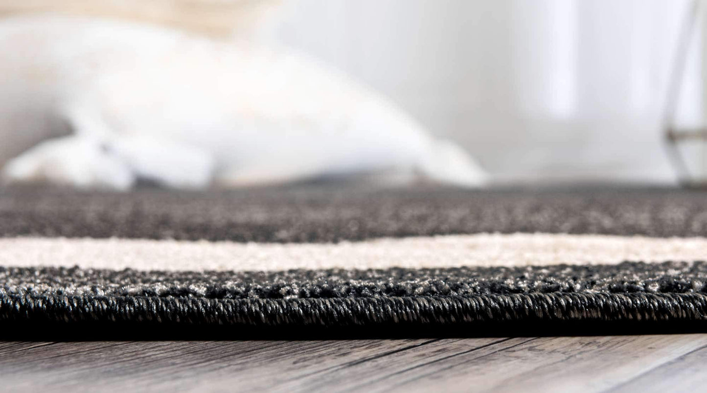 Unique Loom Del Mar Collection Area Rug - Maria (7' 10" Round, Black/ Ivory)