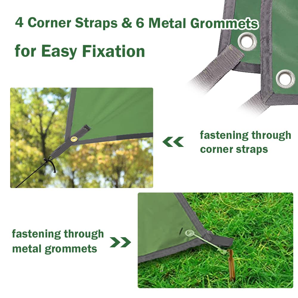 AYAMAYA Tent Footprint, PU 3000 Waterproof Tent Ground Cloth 13FT x 9FT Extra Large Size for 6-8 Person Family Camping Tents Ground Sheet Mat with 6 Tent Stakes for Camping Hiking Picnic Backpacking