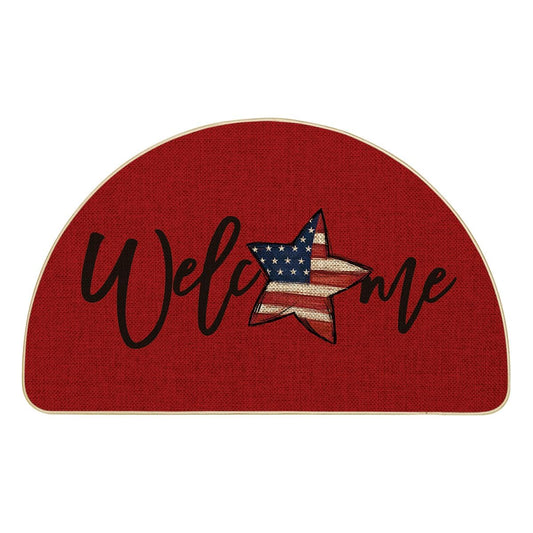 Artoid Mode Red American Flag Stars 4TH of July Semicircular Doormat, Patriotic Memorial Day Home Decor Low-Profile Switch Rug Door Mat Floor Mat for Indoor Outdoor 17x29 Inch