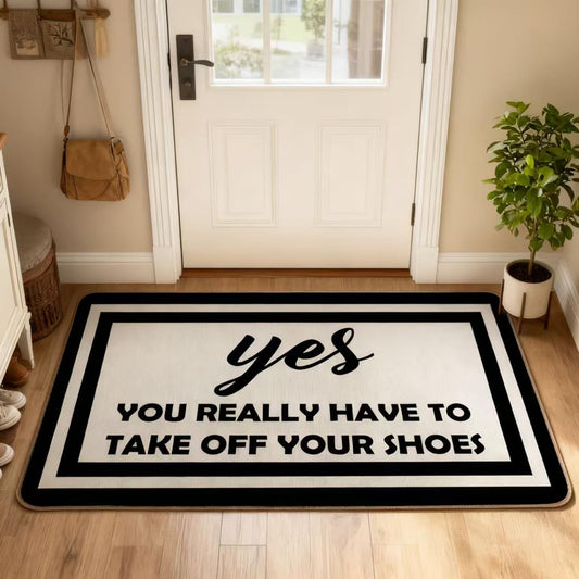 RYKEEN Yes You Really Have to Take Off Your Shoes Door Mat 17 x 30 Inch Funny Shoes Take Them Off Mats Easy to Clean, Waterpoof Doormats for Front Door Entance, Outside Indoor Door Mats (Gray)
