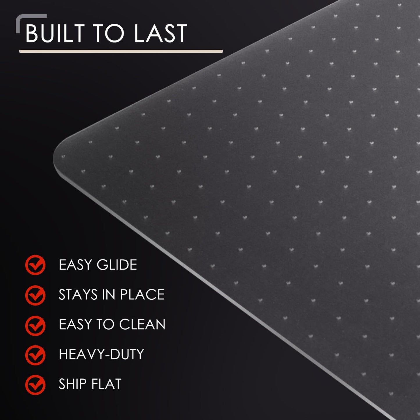 Kuyal Office Chair Mat for Carpet, 32‘’x48‘’ Clear Heavy Duty Computer Chair Mat, Under Desk Protector Carpeted Floors Mat, Easy Chair Movement,Ship Flat