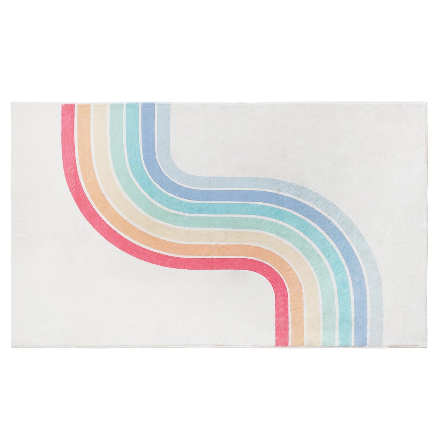 Poowe Rainbow Machine Washable Area Rugs-5'x7' for Living Room, Large Non-Slip Boho Kids Nursery Throw Rug Carpet for Bedroom Entryway Dining Room Office Rug Decor (Rainbow)