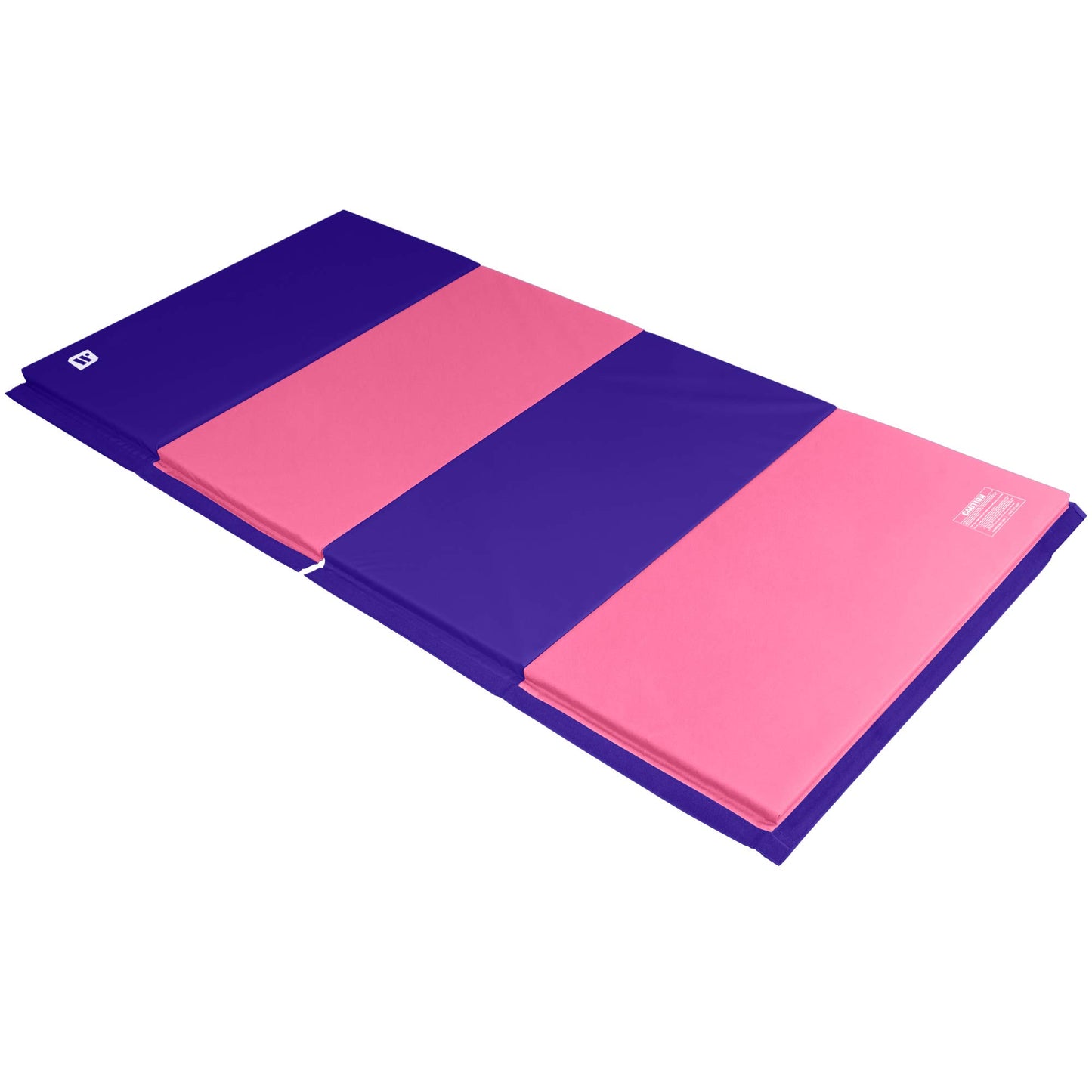 We Sell Mats 4 ft x 8 ft x 1.5 in Gymnastics Mat, Folding Tumbling Mat, Portable with Hook & Loop Fasteners, Purple / Pink