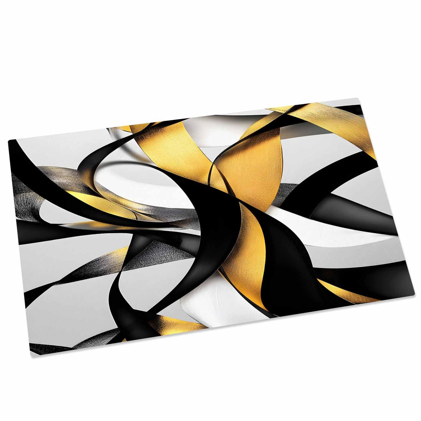 Door Mat, Modern Geometric Stripe Texture Front Door Mat Welcome Mats, Low-Profile Doormat for Bedroom Living Room, Abstract Gold Black White Line Absorbent Non-Slip Entryway Rug Floor Mats 16x24in