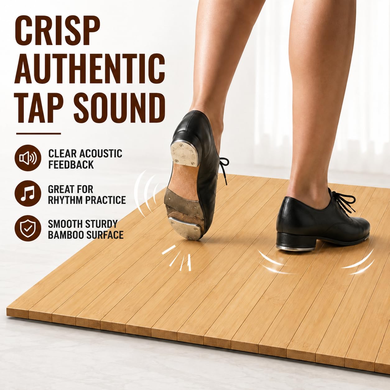Foldable Tap Dance Floor - Premium Bamboo Portable Tap Board with Non-Slip Backing & Heavy Duty Carrying Bag, Large Dancing Mat for Home Studio, Street, Outdoor Practice (wood tone)