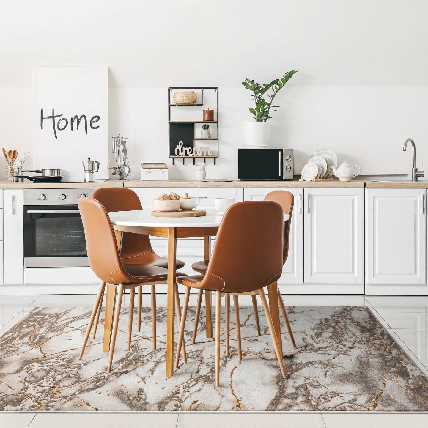 LUXE WEAVERS Marble Abstract Beige 2x3 Area Rug