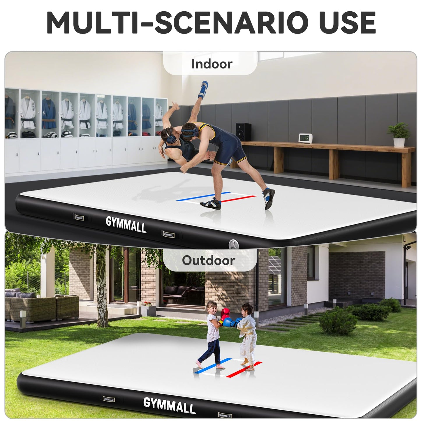 GYMMALL Wrestling Mat Inflatable 10'x6.6', Foldable 4" Thick for Home Outdoor Indoor, Waterproof PVC Mat for Jiu Jitsu, Gymnastics, Water Yoga, PE Training, BJJ, MMA, Martial Art, Grappling, Judo, Boxing